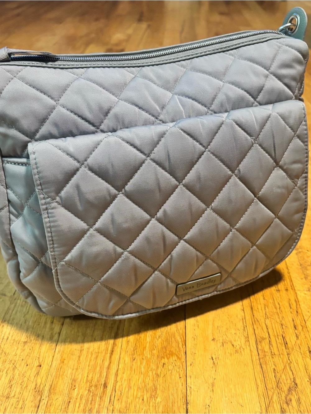 Vera Bradley Quilted Crossbody Bag in Light Gray